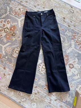 Judy Blue Black High Rise Seamed Front Retro Wide Leg Jeans Size 11/30